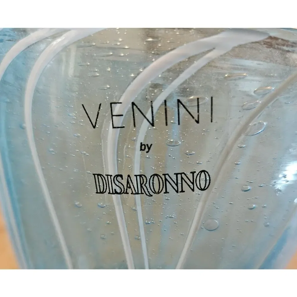 Vintage PAIR Of 2 Murano Glass Venini by Disaronno Light Blue Bubbled Ice Bucket